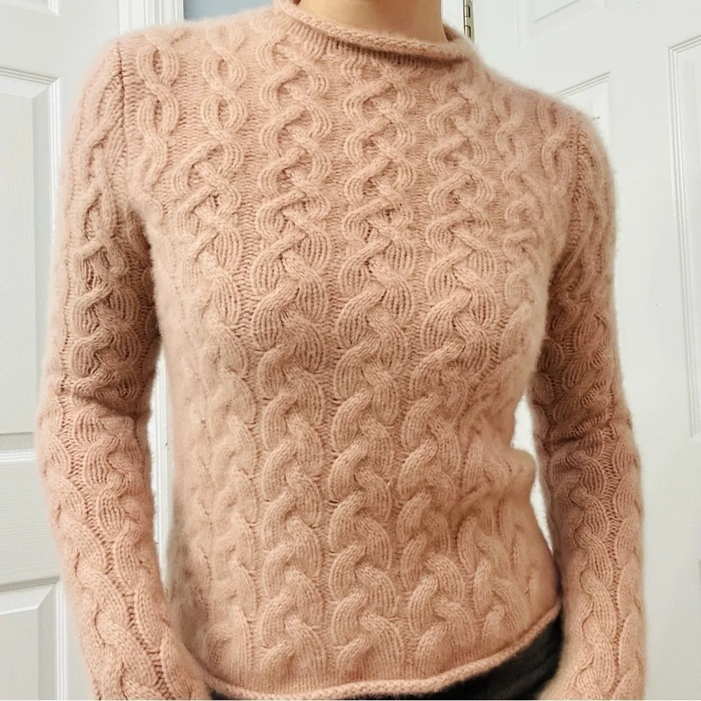 Tory Burch Sweater Cashmere Pink Knit Fall Minimalist Dainty Size Extra Small